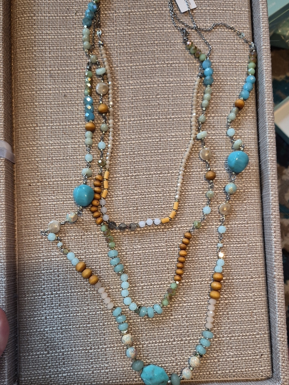 Park Lane Turquoise, Aqua & Gold Multi-Strand Bead Necklace